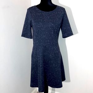 Dalia | Women’s Black/Gray Fit & Flare MIDI Dress - Size Medium